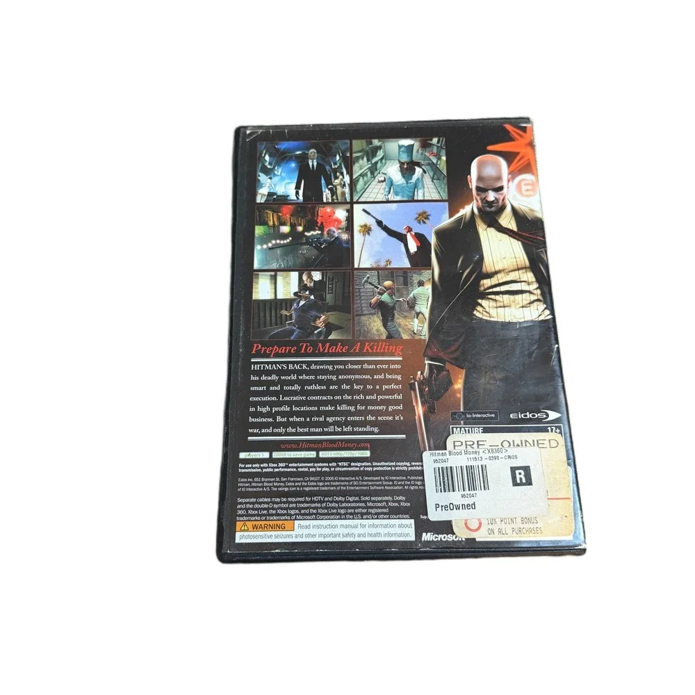 Hitman Blood Money Xbox 360 Microsoft Eidos Stealth Action Game Agent 47 2006
